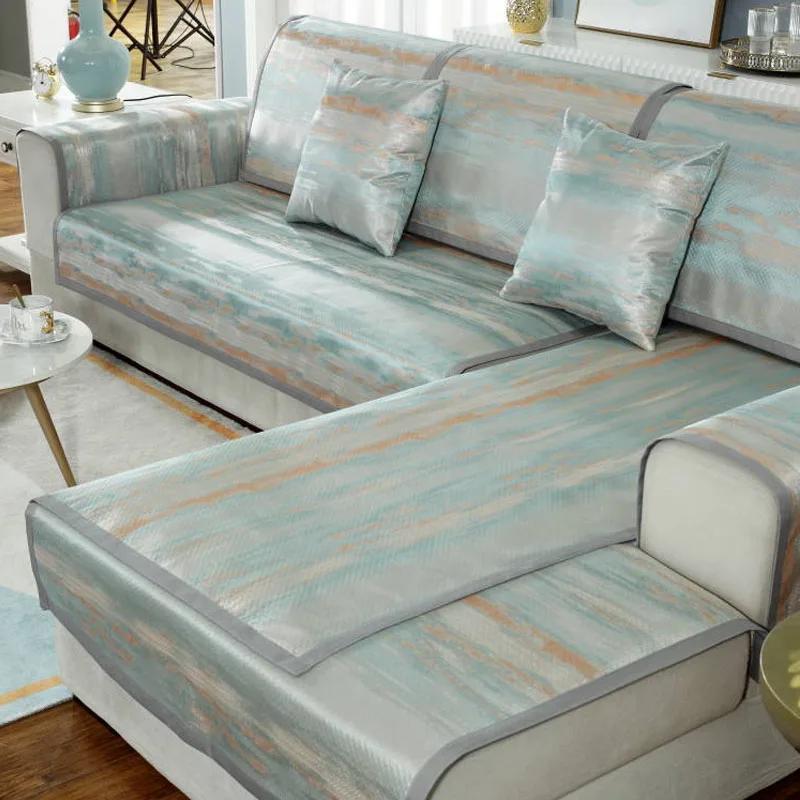 Ice Silk Sofa Covers Summer Cushion Non Slip Pattern Sofa Cover For Living Room Home Decor