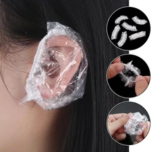 

50/100PCS Disposable Waterproof Ear Cover Bath Shower Salon Transparent Ears Protector Cover Caps Dyeing Hair One-off Earmuffs