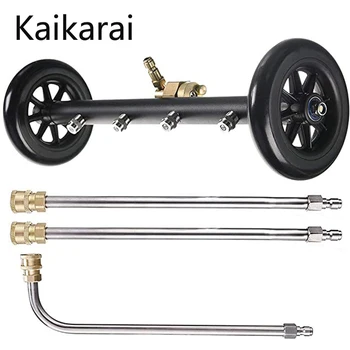 

Dual-Function Undercarriage Pressure Washer Cleaner 16 Inch Power Washer Under Car Water Broom with 3 Pieces Extension Wand