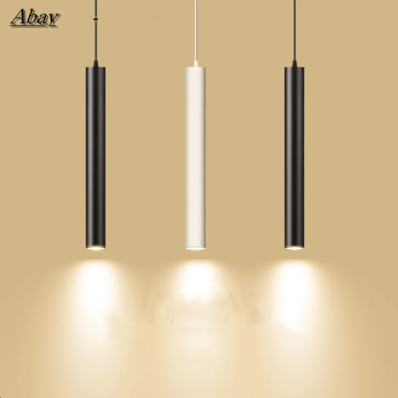 Dimmable цилиндрический светодиодный подвесной светильник с длинной трубкой для кухни столовой магазина бара