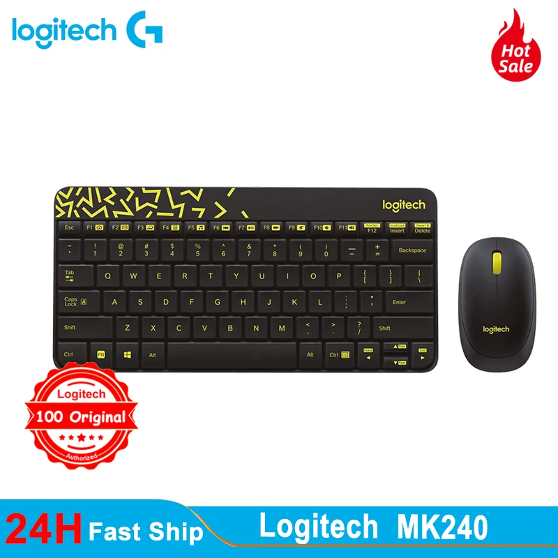 

Logitech MK240 Nano wireless keyboard and mouse combo set suitable for laptop desktop computer home office using