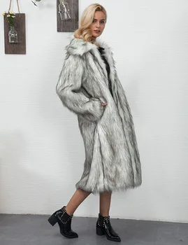 

hot sale autumn and winter women's faux fur coat imitation fox fur coat long Fur Coats Female Loose Thick Warm Teddy Jacket