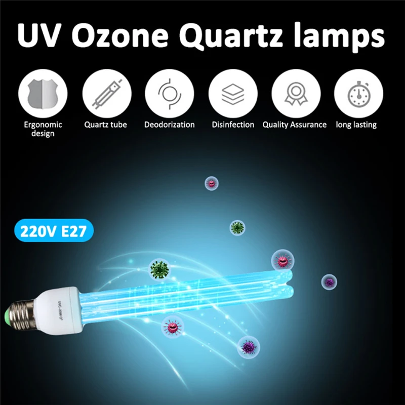 E27 UVC Ultraviolet UV Light Tube Bulb Disinfection Lamp Ozone Sterilization Mites Lights Germicidal Lamp Bulb 220V 15W 25W 35W uv disinfection lamp uv sterilization lamp