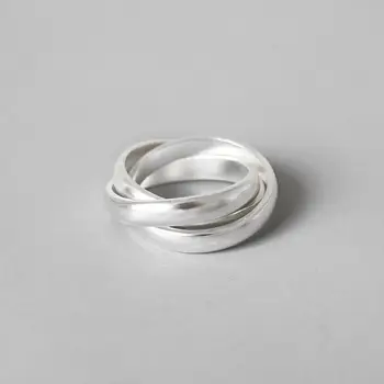 

Matte Multi-layer Overlapping Rings For Women 2018 New Trend 100% 925 Sterling Silver Lady Fashion Jewelry 925-1040