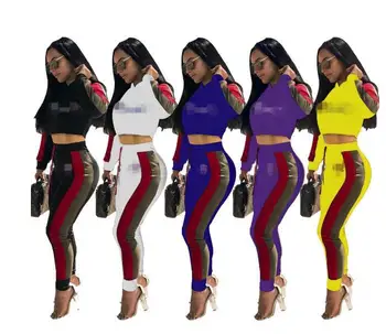 

2020 Fashion Summer Letters print Women Tracksuit two piece sets Sports fitsness female Outdoor Clothes sets crop top and pants