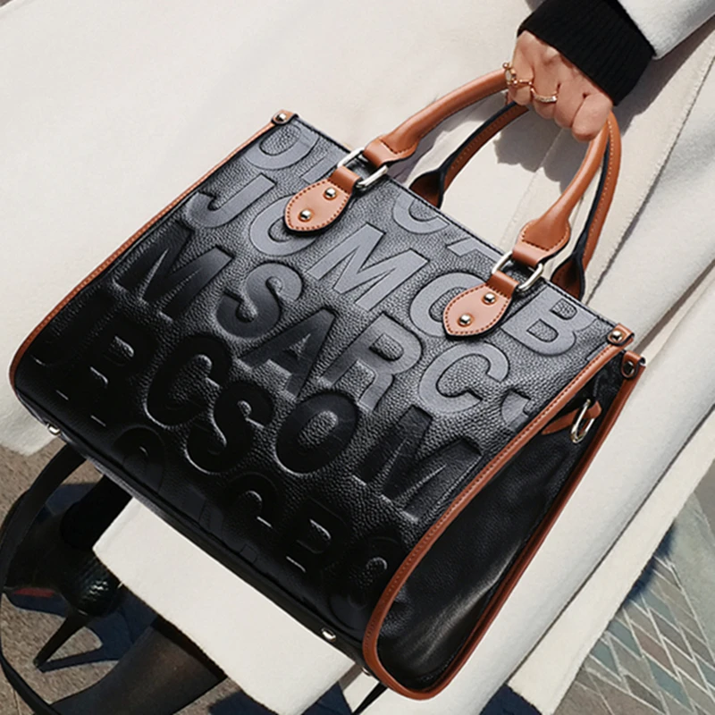 

2022 New High Quality Genuine Leather Handbags Fashion Letter Shoulder Messenger Bag Famous Designer Large Capacity Casual Totes