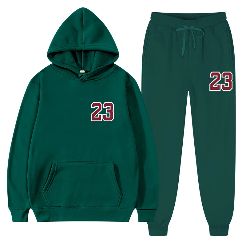 2 Pieces Set Men‘s Suits Solid Sets Women Sweatshirts Sweatpants Fashion Tracksuit Hoodies Spring Autumn Fleece Hooded_voghion.com