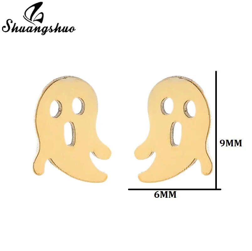 Shuangshuo Schöne Schädel und Ghost Stud Ohrringe Edelstahl Cartoon Winzigen Ohrringe Modeschmuck für Frauen Halloween Geschenk – Detail 5