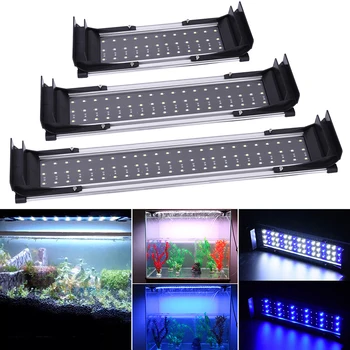 

Extendable LED Aquarium Light LED White+Blue Fish tank cover light with Extendable Bracket Switch Control D30