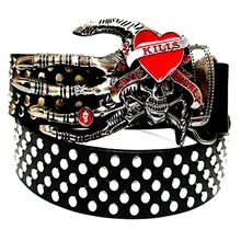 

2020 Fashion men Punk belt skull street dance full rivet belts heavy metal rock belt Hip hop nightclub skull belt personality