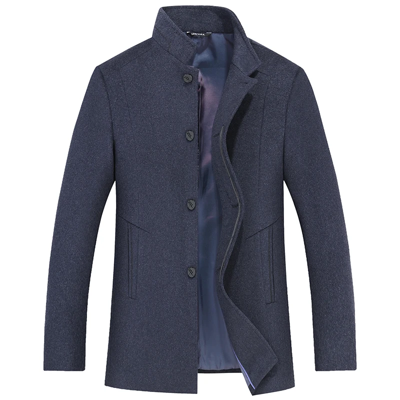 Размер 8XL 7XL 6XL шерстяное пальто для мужчин новое зимнее мужское шерстяное короткое пальто качественные мужские деловые однотонные теплые шерстяные куртки - Цвет: Темно-серый