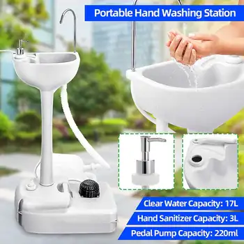 

Washing Table Portable Washing Station Mobile Freestanding Hand Wash Sink for Camping, Caravans, Outdoor Activities