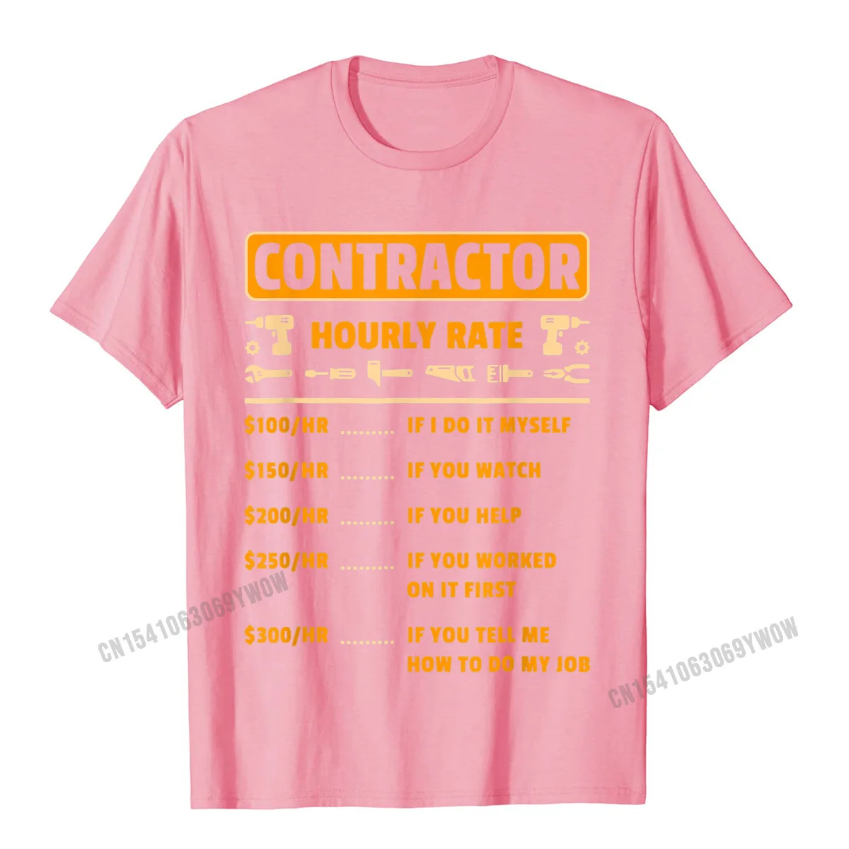 Cotton Male Short Sleeve Simple Style Tshirts Design T Shirt Hot Sale Gift Crewneck Tee-Shirts Drop Shipping Contractor Hourly Rate Price Chart Labor Funny Gift Handyman T-Shirt__914 pink