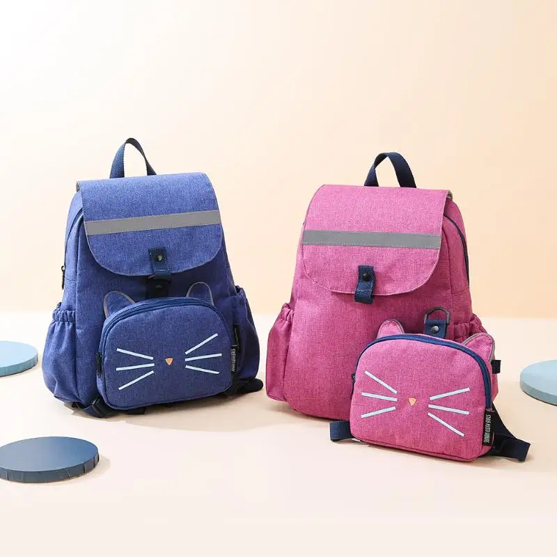 Женский Повседневный водонепроницаемый рюкзак из ткани Оксфорд с большой вместительностью, модные съемные школьные сумки на плечо с милым котом для родителей и детей