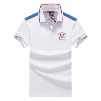 

2020 Summer Shirts Embroidery Tace & Shark Brand Polo Shirts Men 95% Cotton Men's Clothing Darkblue White Tops Tees