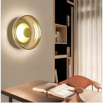 

European style postmodern minimalist glass creative mushroom bedroom design model room bedroom study bedside wall lamp WF1012