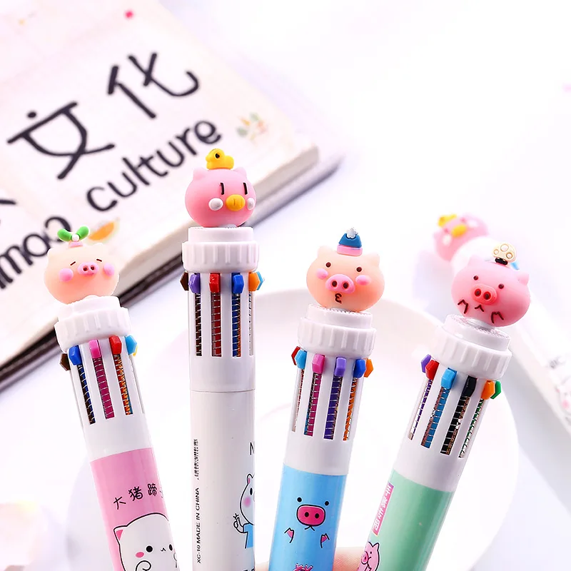 Милая поросенок 10 Цветов шариковая ручка красочная для рисования Kawaii розовая