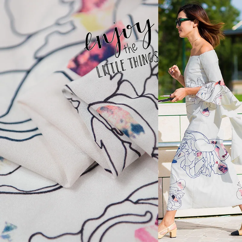 Retro Style 135cm 19momme 100%silk Jianhong Crepe Clothing Fabric for Dress Super Wrinkle-Resistant Diy Sewing Free Shipping New | Дом и сад