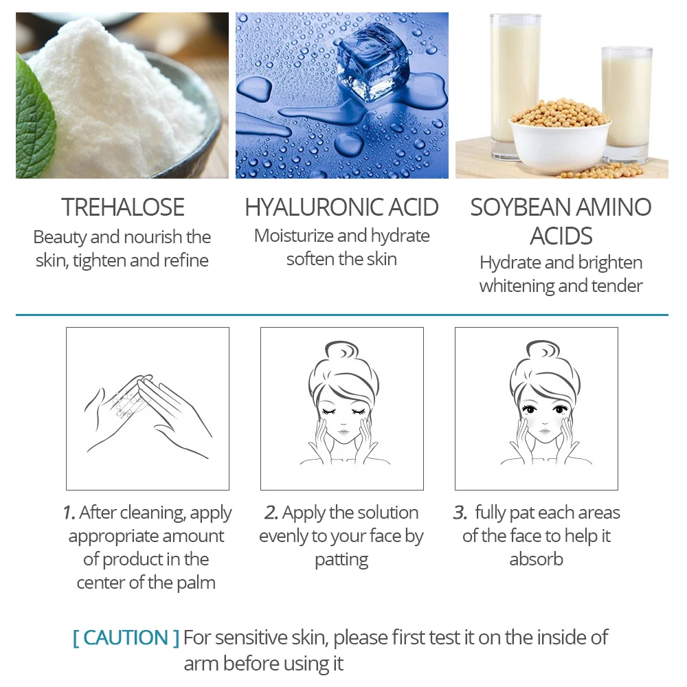 VIBRANT GLAMOUR Hyaluronic Acid Shrink pores Facial Serum Whitening Moisturizing Essence Liquid Tighting Brighten Face Skin 4