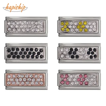 

Hapiship 2019 Newest Style Dazzling Color Rhinestone Italian Charm Fit 9mm Bracelet Bangle Stainless Steel DIY Making DJ212