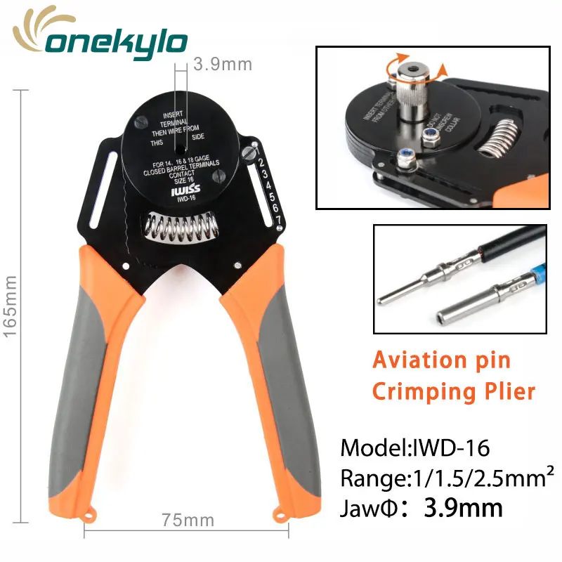IWD-16 Aviation ter Solid Barrel Universal Hand crimping tool for DMC Machined Contacts Amphenol Deutsch connector terminal