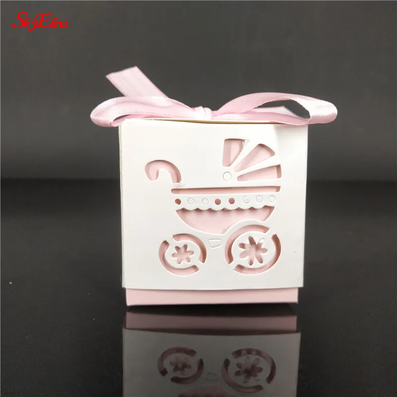 10 шт. детская коляска стиль конфеты коробка со свадебными сувенирами бумажные подарочные коробки с резиновый детский душ подарки на день рождения сумка для вечеринок 7Z - Цвет: pink