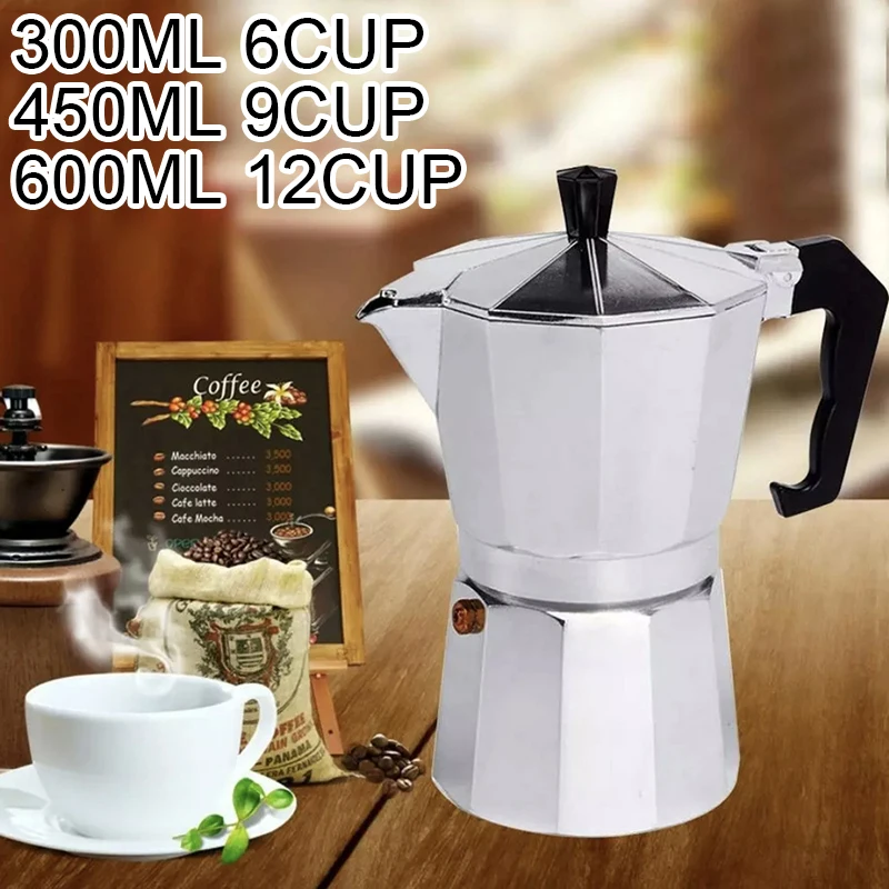 Нержавеющая сталь Moka эспрессо Кофе заварочный чайник кофеварка плите 6/9/12 чашек