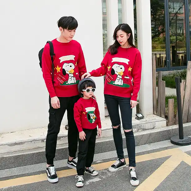 Christmas Xmas Snoopy Red Family Matching Father Mother Son