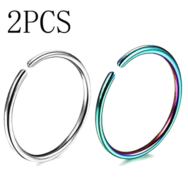 20G 0.8mm Thin Fake Nose Ring Septum Helix Nostril Piercing Labret Lip Fake Piercing Titanium Cartilage Fake Earrings Hoop