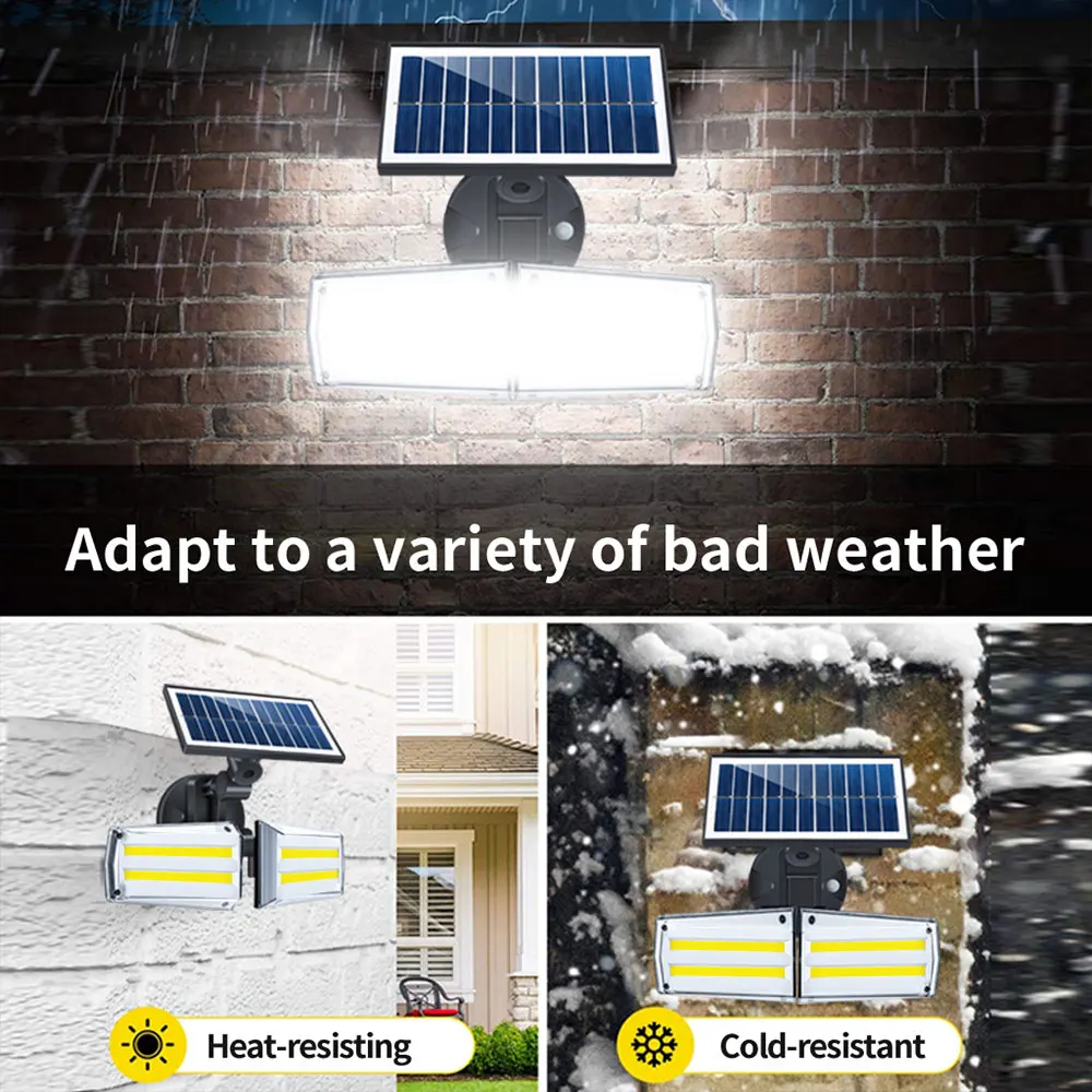 80LED Solar Light Dual Head Solar Lamp PIR Motion Sensor Spotlight Waterproof Outdoor Adjustable Angle For Garden Wall Beloved