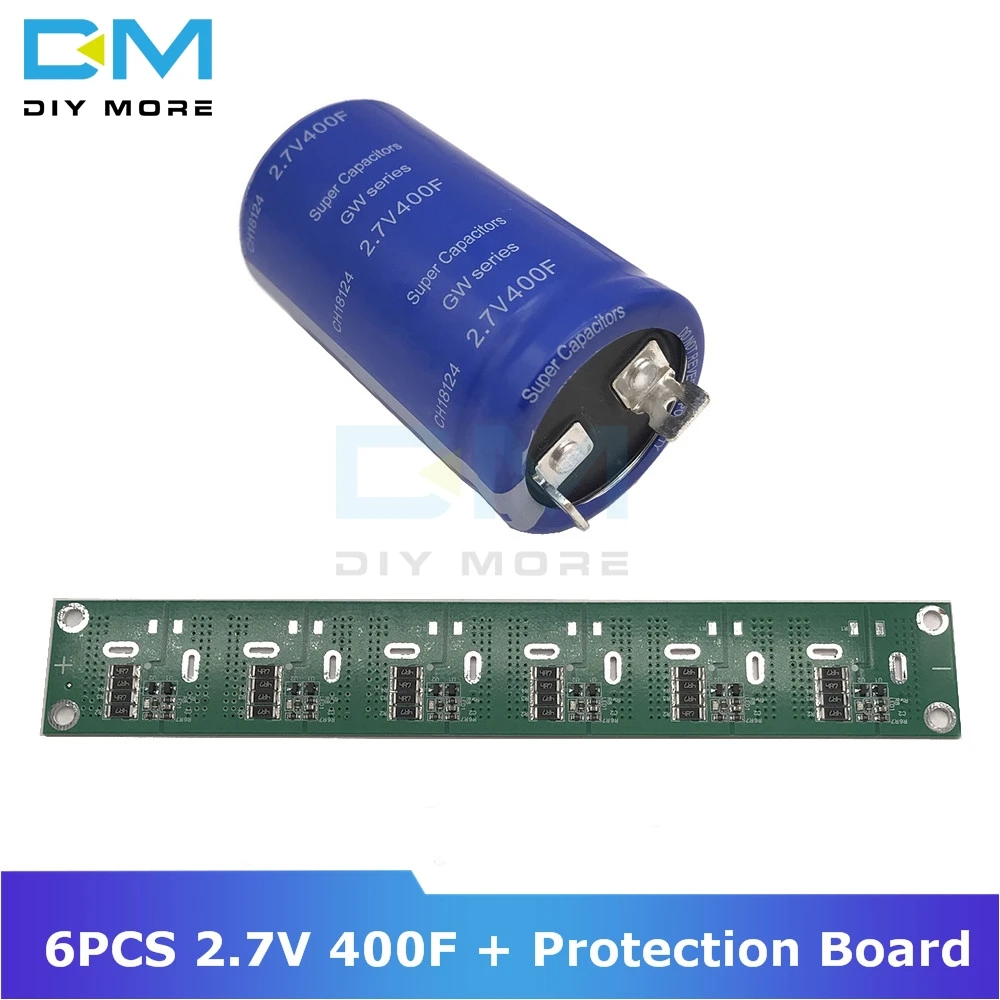 6pcs Farad Capacitor 2.7V 500F 35*60MM Super Capacitor With Protection Board