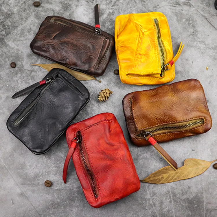 New Coin Purse for Men Vintage Mini Wallet Original Leather Card Case Holder Wallet Male Short Zipper Small Change Organizer Bag_voghion.com