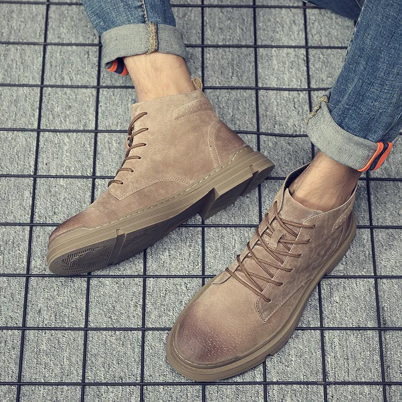 

2019 Autumn And Winter Martin Boots Men's Mid-top British Style Trend Boots Versatile Korean-style Worker Boot Leather Boot