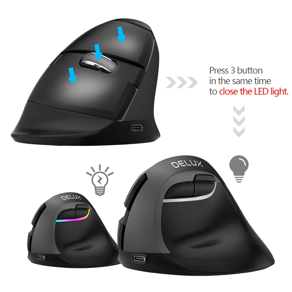 Delux M618 Mini Bluetooth 4 0 2 4GHz dual mode Wireless Mouse 2400 DPI Ergonomic Rechargeable 1 Delux M618 Mini Bluetooth 4 0 2 4GHz dual mode Wireless Mouse 2400 DPI Ergonomic Rechargeable 4