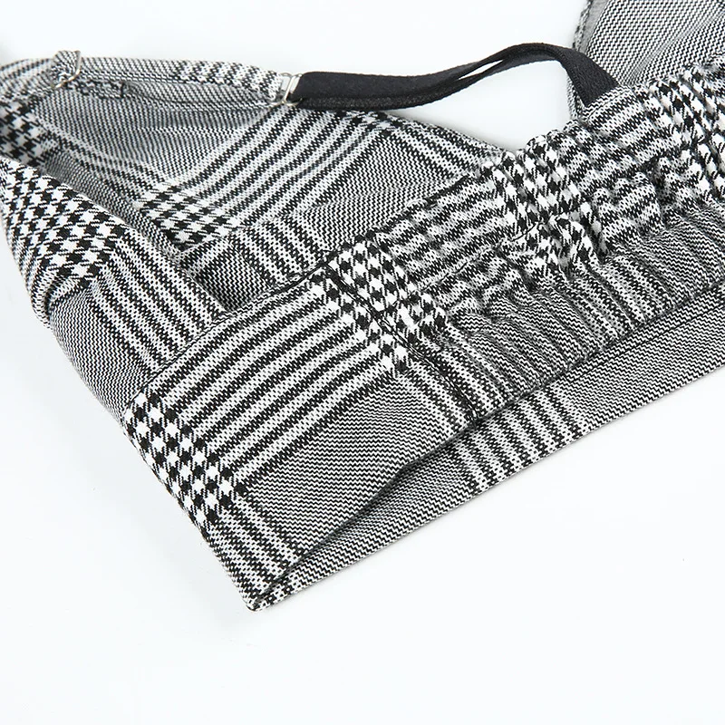 Bangniweigou сексуальный ретро Брит Клетчатый Бюстгальтер Camisole женский фестивальный топ с вышитыми буквами