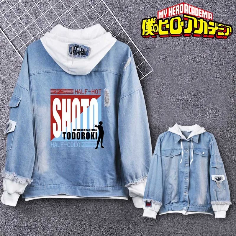 Coshome Boku No My Hero Academia Midoriya Shoto Todoroki Cosplay Hoodies Costumes Men Women Denim Jacket (10)