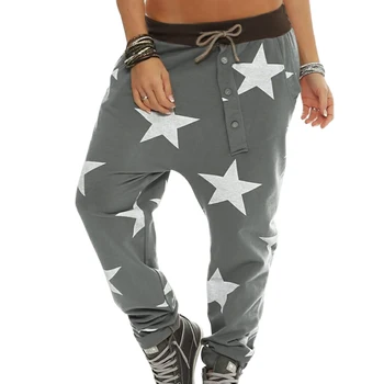 

Damen Hose casual Sweatpants Jogginghose Start Print Pants Mid Waist 2020 Harem Loose Long Pants Female Trousers