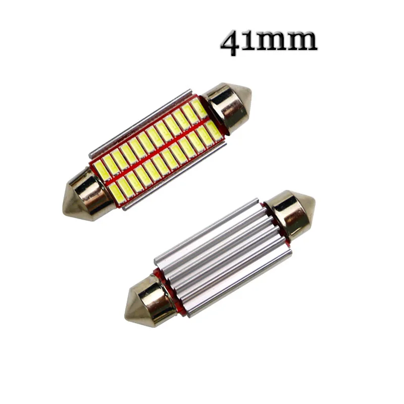 100 шт. купольные огни гирлянда C5W Canbus 31 мм 36 мм 39 мм 41 мм 12 16 20 24 SMD 4014 светодиодный неполярный 0.1A внутренняя карта света белый 12В