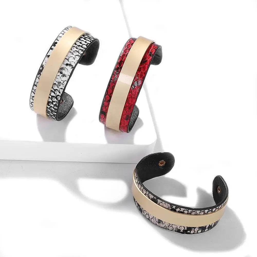 

Trendy Simple Elegant Cuff Leather Bracelet for Women 2019 New Korean Colorful Casual Charm Bangles Wedding Party Birthday Gift