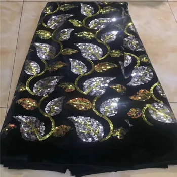 

Multicolor French NigerianTulle Lace New Fashion Sequins Lace Fabrics High Quality Velvet Lace for Wedding Party Dress