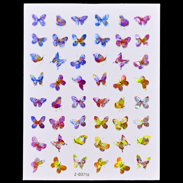 Craft Sticker 3D Nail Art Sticker Ultra-thin Butterfly Nail Art Decoration Sticker Holographic Laser Butterfly Nail Decals