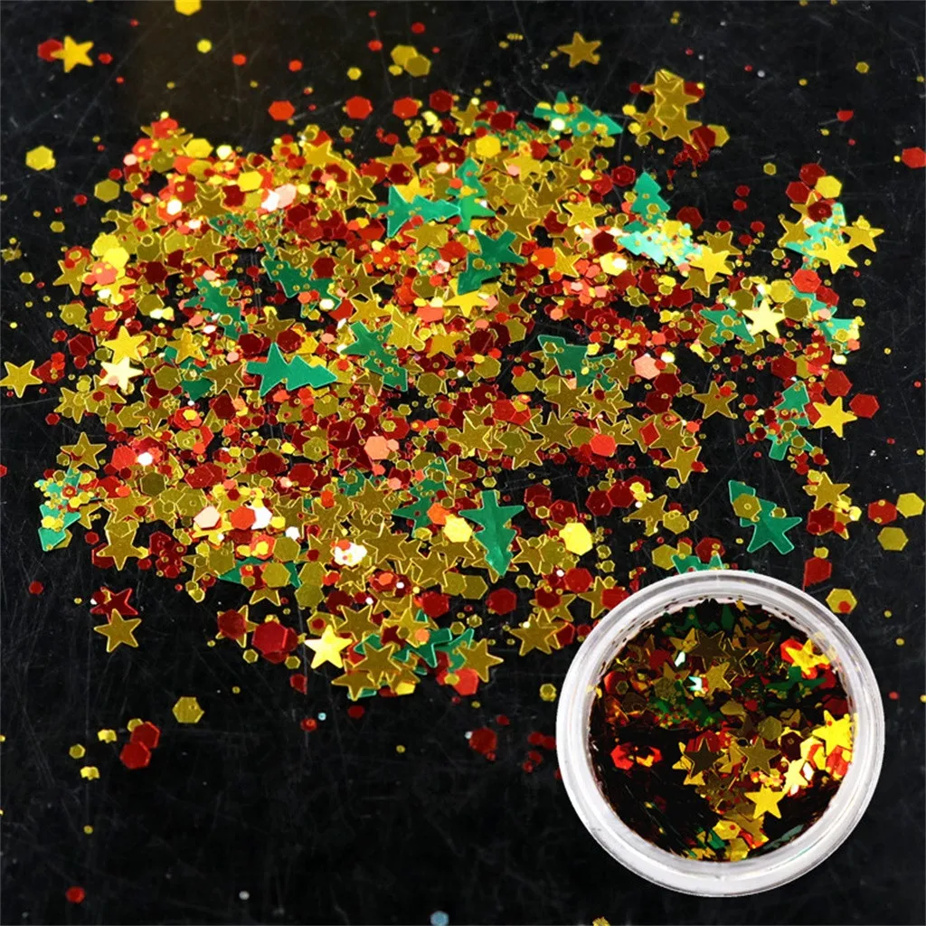 6 Boxes Snowflake Sequins Nail Art Decoration Glitter Set Sparkly Christmas Snowflake Sequin Sequins Mixed Sequins