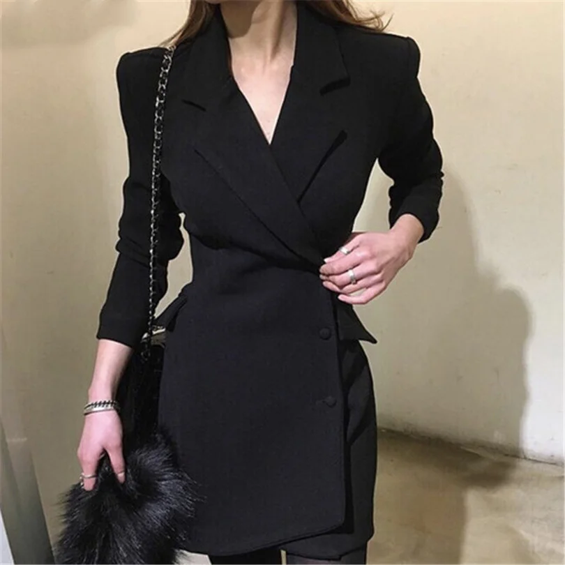 

Fashion Irregular Office Lady Outwear Business Dress Women Thick Long Sleeve Profession Dress Blazer Shirt Mini Dress 2018