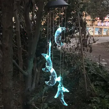 

Outdoor LED Solar Powered Light Color Changing Moon Wind Chime Balcony Child Room Decor Home Garden Hanging Lamp Decoration