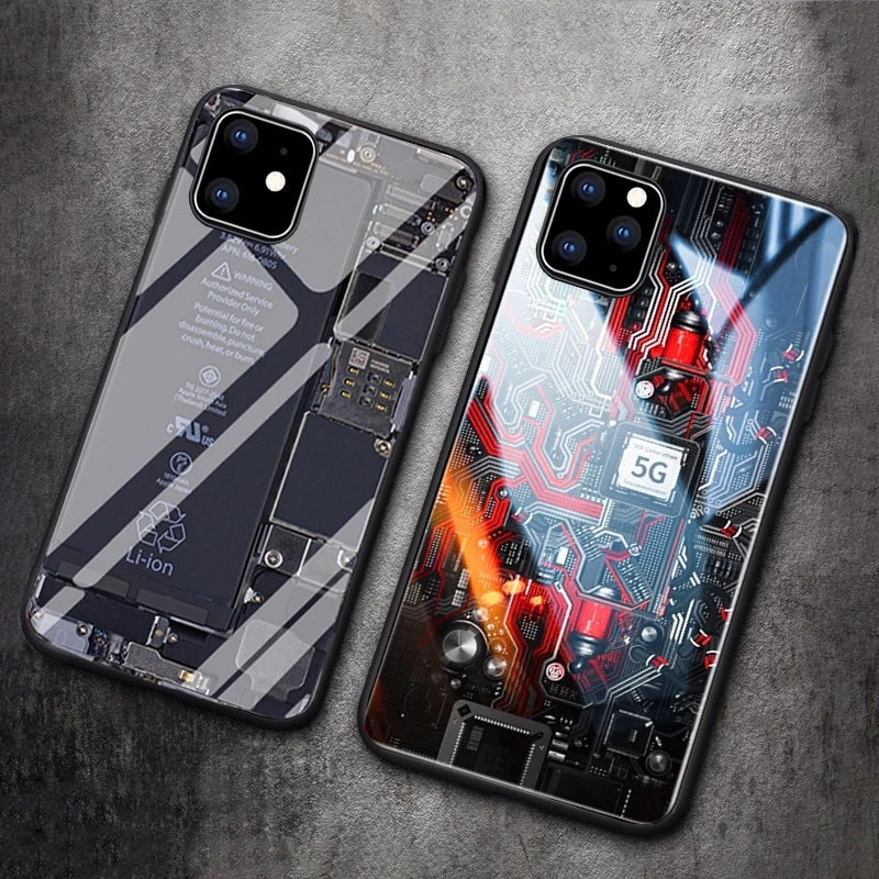 Чехол Auroras для iPhone 11 раскрашенный из закаленного стекла XS XR защитный чехол