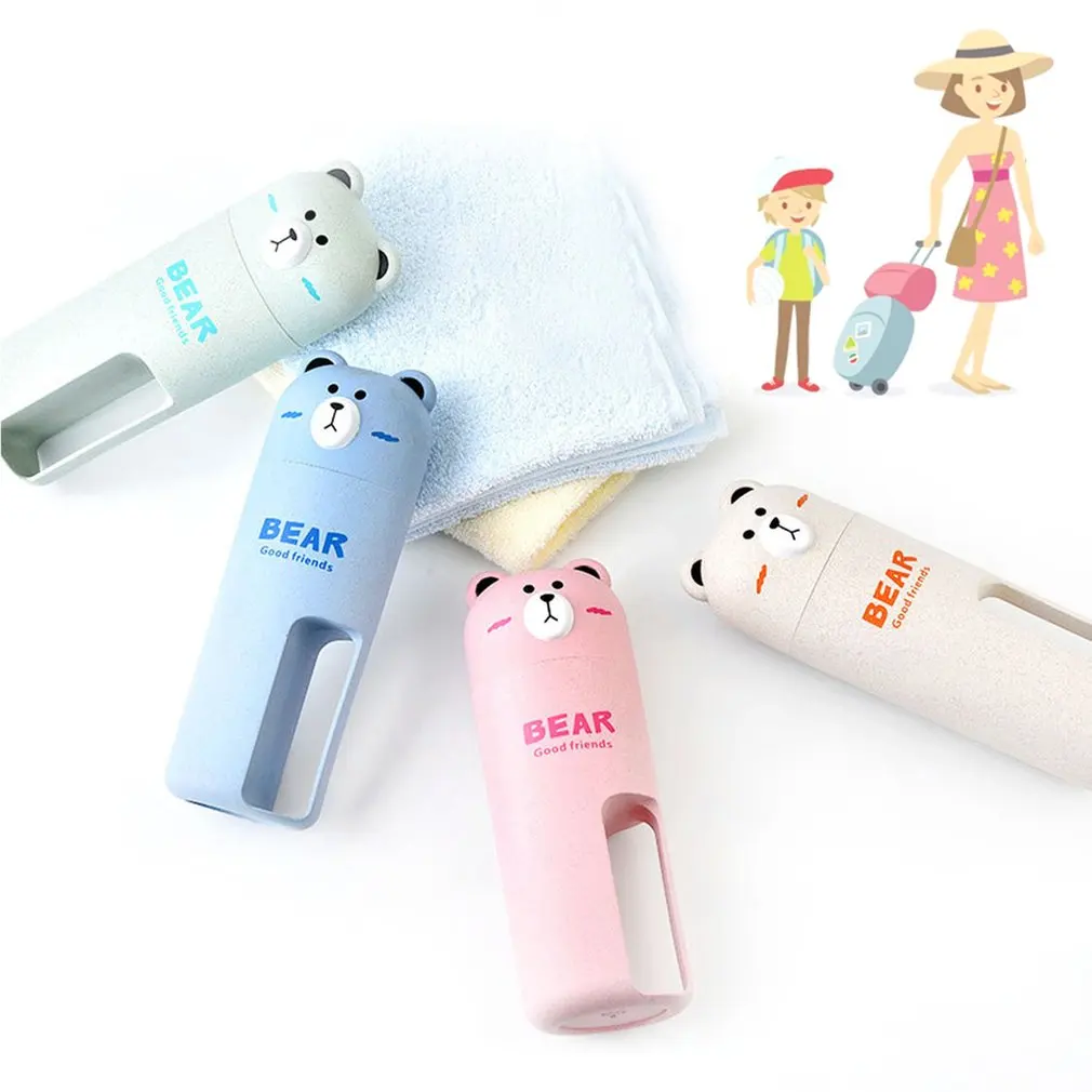 Creative Cartoon Bear Toothbrush Case Set Toothpaste Holder Portable Wash Organizer Cup With 2Pcs Tooth Brush For Traveling Creative Cartoon Bear Toothbrush Case Set Toothpaste Holder Portable Wash Organizer Cup With 2Pcs Tooth Brush For Traveling