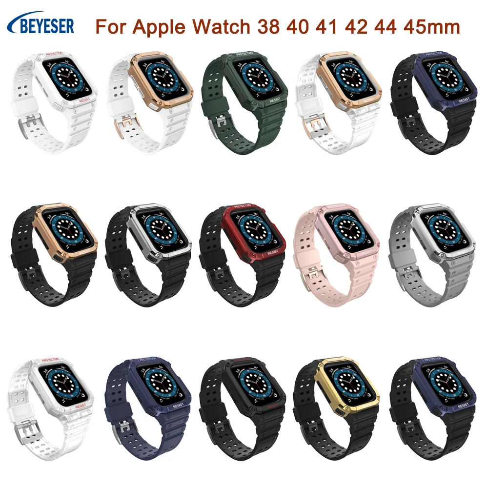 

Ремешок сменный из ТПУ и поликарбоната для Apple Watch 38 40 41 42 44 45 мм