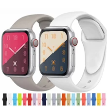 Мягкий силиконовый спортивный ремешок для Apple Watch серии 5 4 3 2 1 42 мм 38 мм 40 мм 44 мм браслет на запястье ремешок для iWatch