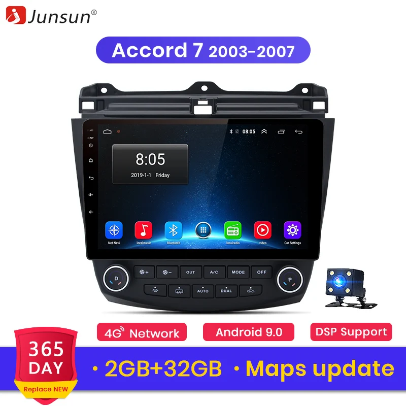 Junsun 2G+ 32G Android 9,0 для honda accord 7 2003-2007 Авто 2 din Радио стерео плеер Bluetooth gps навигация нет 2din dvd