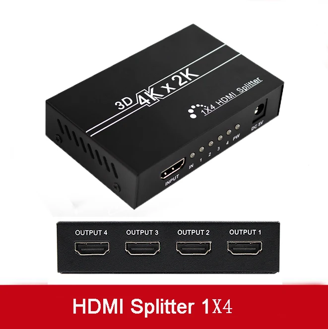 HDMI сплиттер 4K 3D Full HD 1080p видео HDMI коммутатор 1X2 1X4 двойной дисплей для HDTV DVD PS3 Xbox